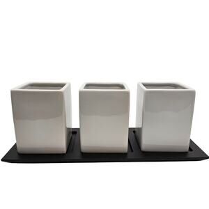 Pier 1 Imports Vintage Retired Buffet Style Flatware Caddy 4 pc Set NEW NIB